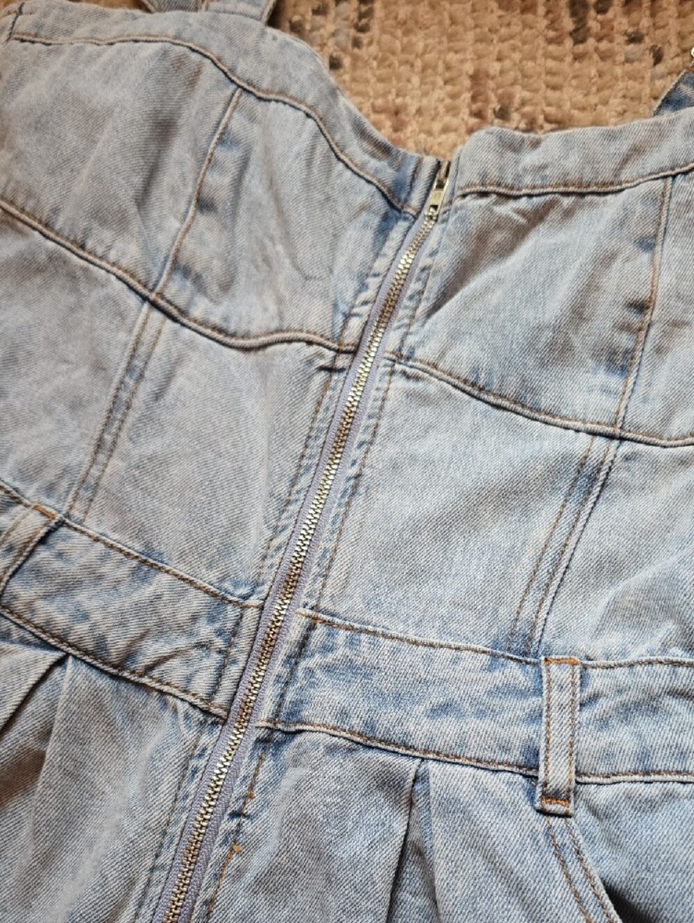 Women’s Light Blue Denim Romper Jumpsuit - Picture 2 of 4